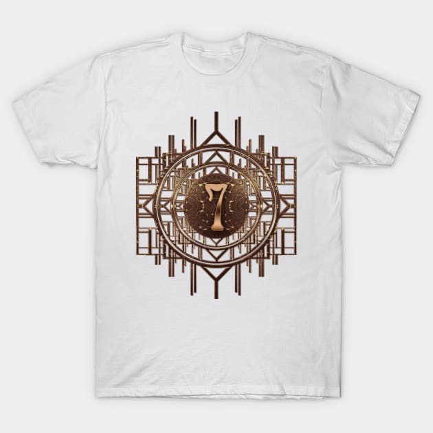 Stylish numbers in vintage art-deco style with golden cyphers T-Shirt by designsbyxarah